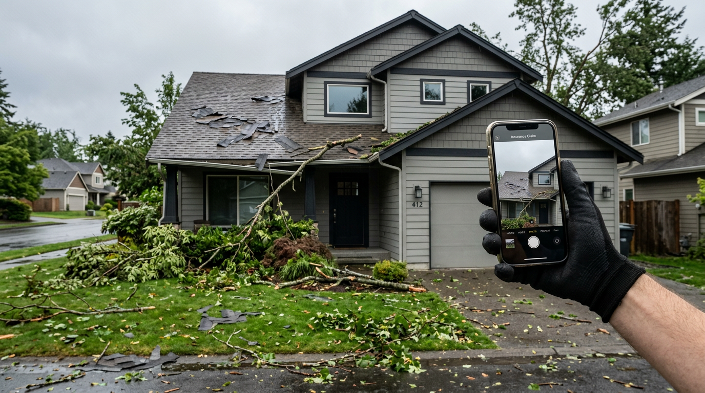 Storm damage to a residential property